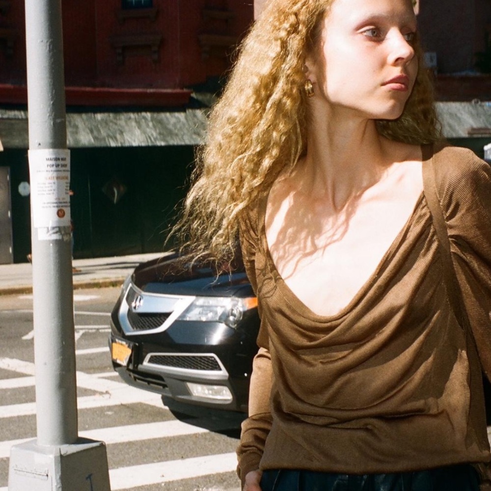 Gold Cowl Knit Top